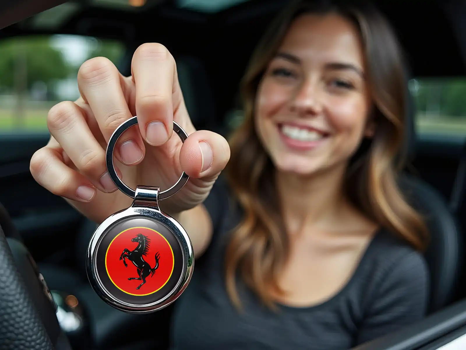 Ferrari Porte-clés Luxe Acier Inox Premium
